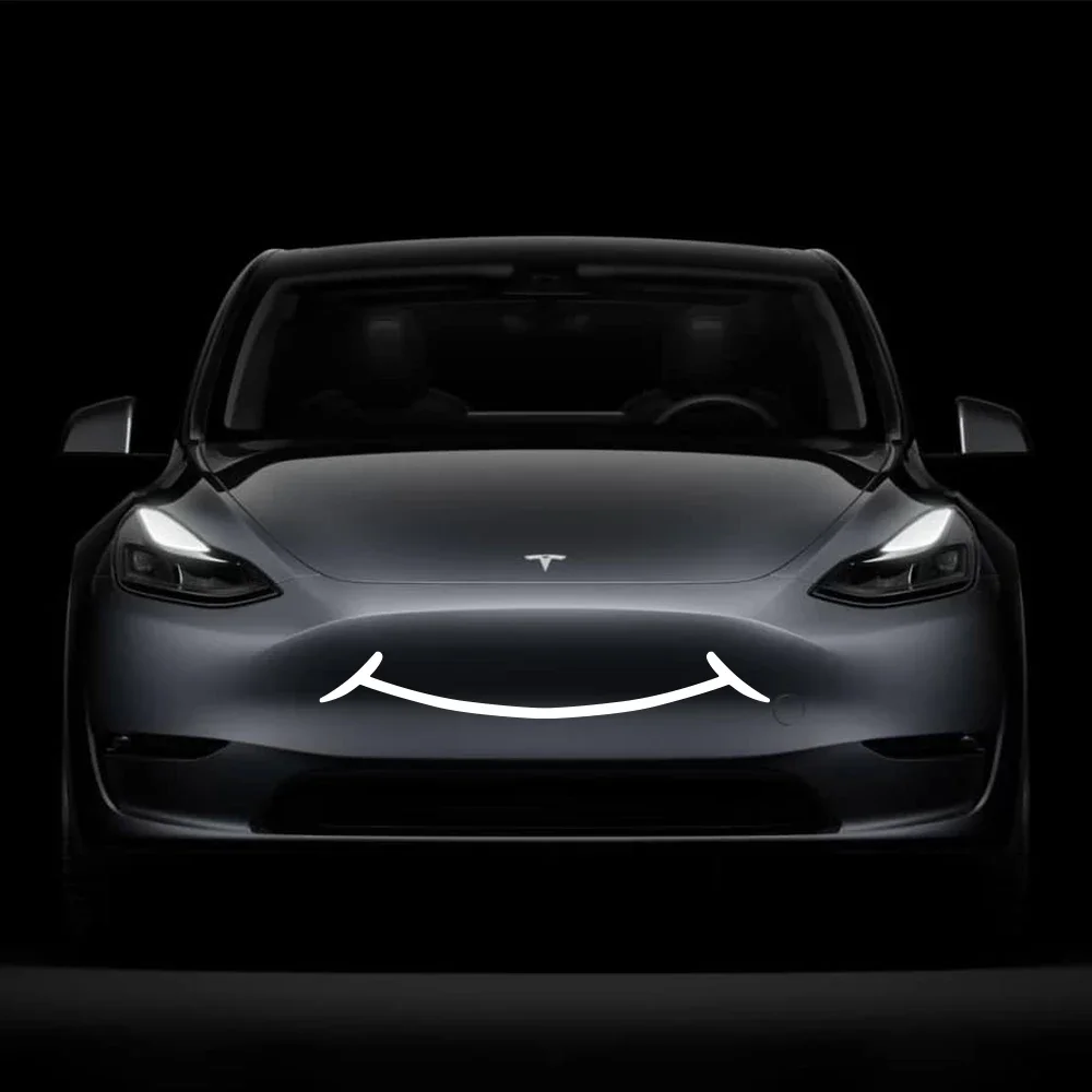 Smile Happy Day Front Bumper Stickers Car Sticker For Tesla Model 3 Y X S Car PVC Decals Waterproof Vinyl Film Auto Accessories
