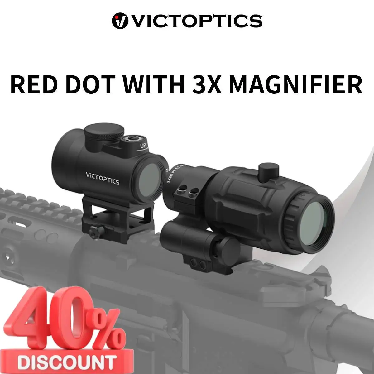

Victoptics SRD 1x20/30 /1x23x33 Red Dot Sight & 3x Magnifier With Flip Side Mount 3MOA Dot Size 20,000 Hours Runtime For AR 15
