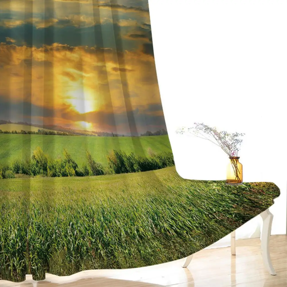 green landscape curtains sunshine 3D Blackout Curtains For Living room Bedding room Drapes Cotinas