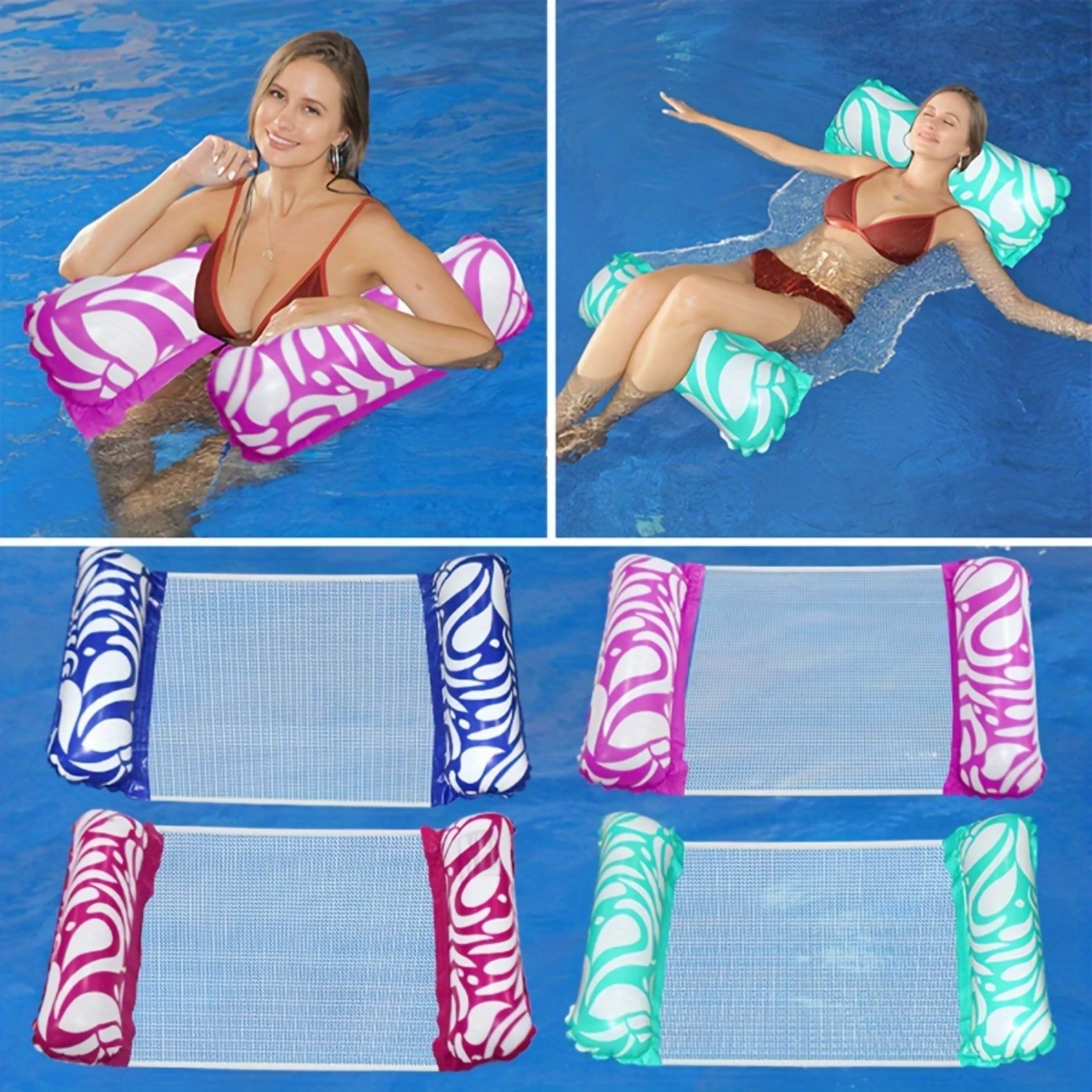 

1pc Flower Pattern Floating Hammock, Pool Inflatable Seat, Water Floating Hammock, Swimming Supplies