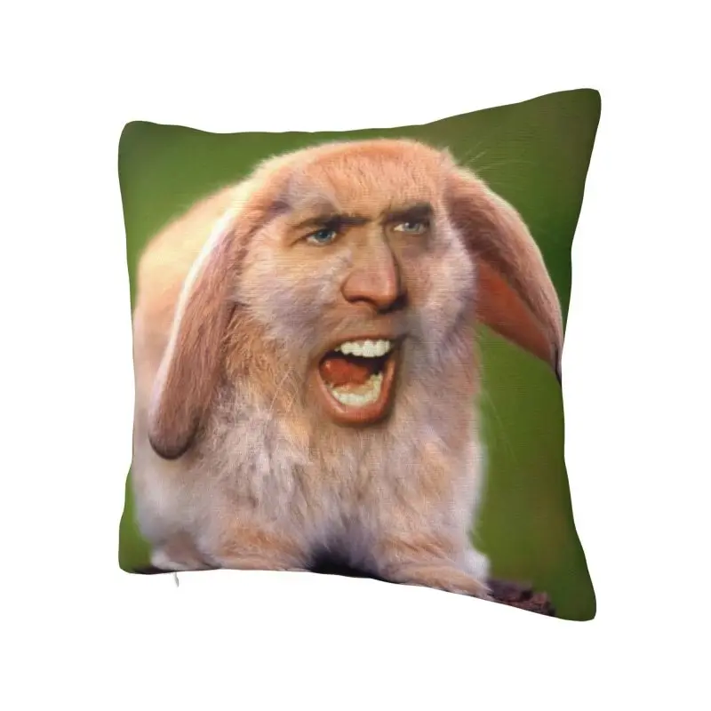 Custom Nicolas Cage Rabbit Modern Throw Pillow Covers Living Room Decoration Funny Meme Sofa Cushion