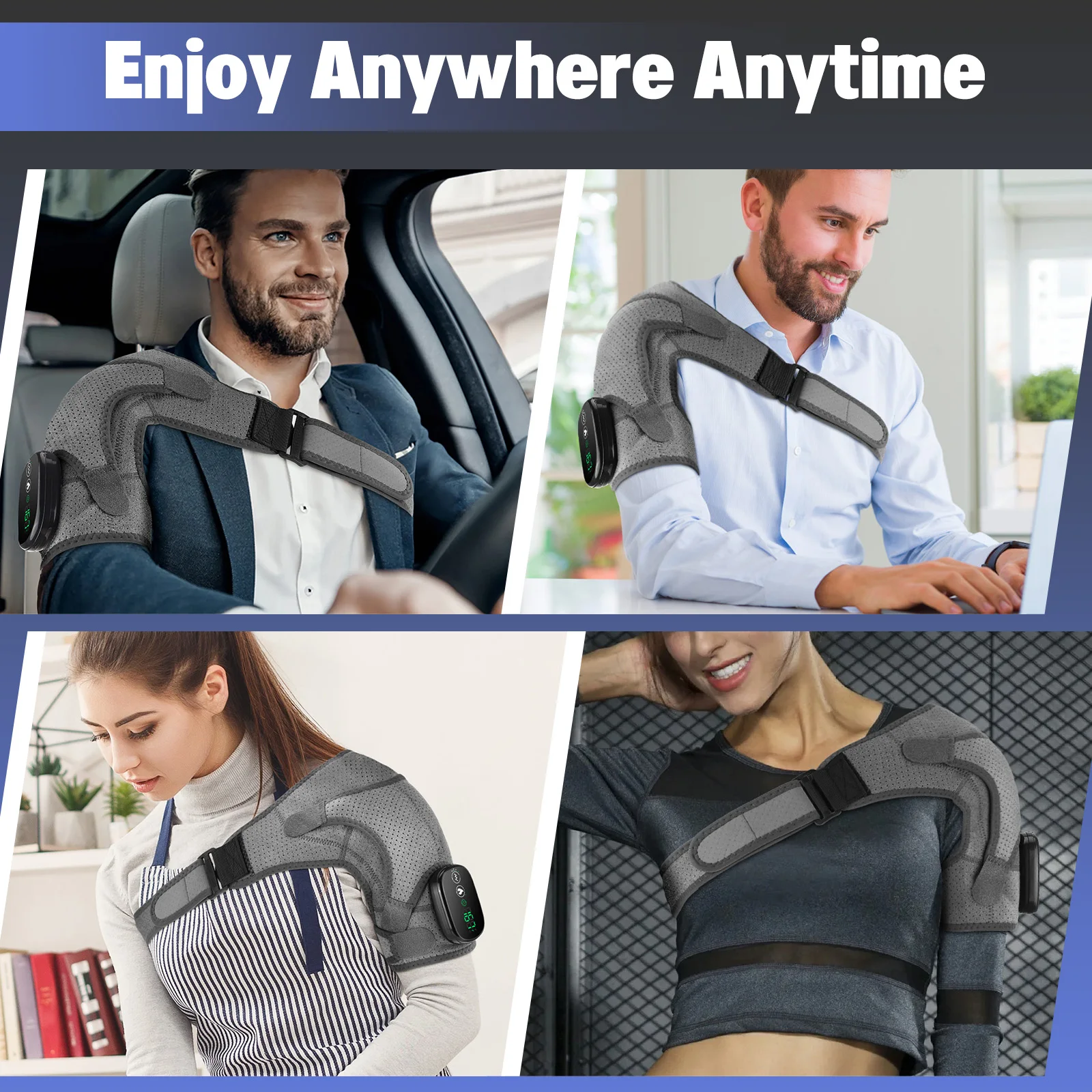 3 in 1 Vibration & Heating Shoulde Massager Blets Warmer Shoulder Hot Compress Massager Pads USB Charge - Image 2