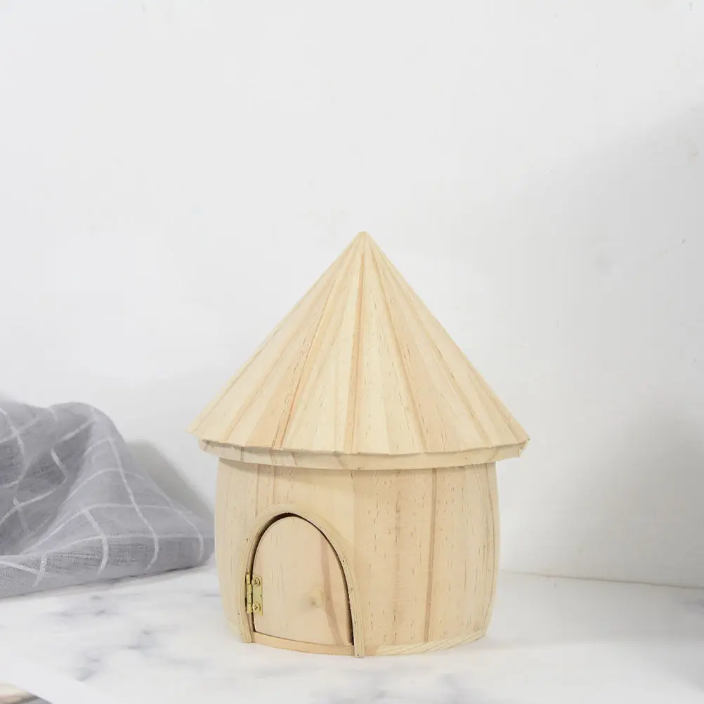 

Деревянный настольный органайзер для творчества в форме домика, украшение для дома, декор в стиле бревенчатого домика, уникальное деревянное изделие ручной работы