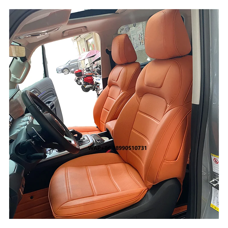 Luxury Nappa Leather Custom Fit Car Seat Covers 5-Seaters Full Set Accessory for Front & Rear Seats Full Tank 300