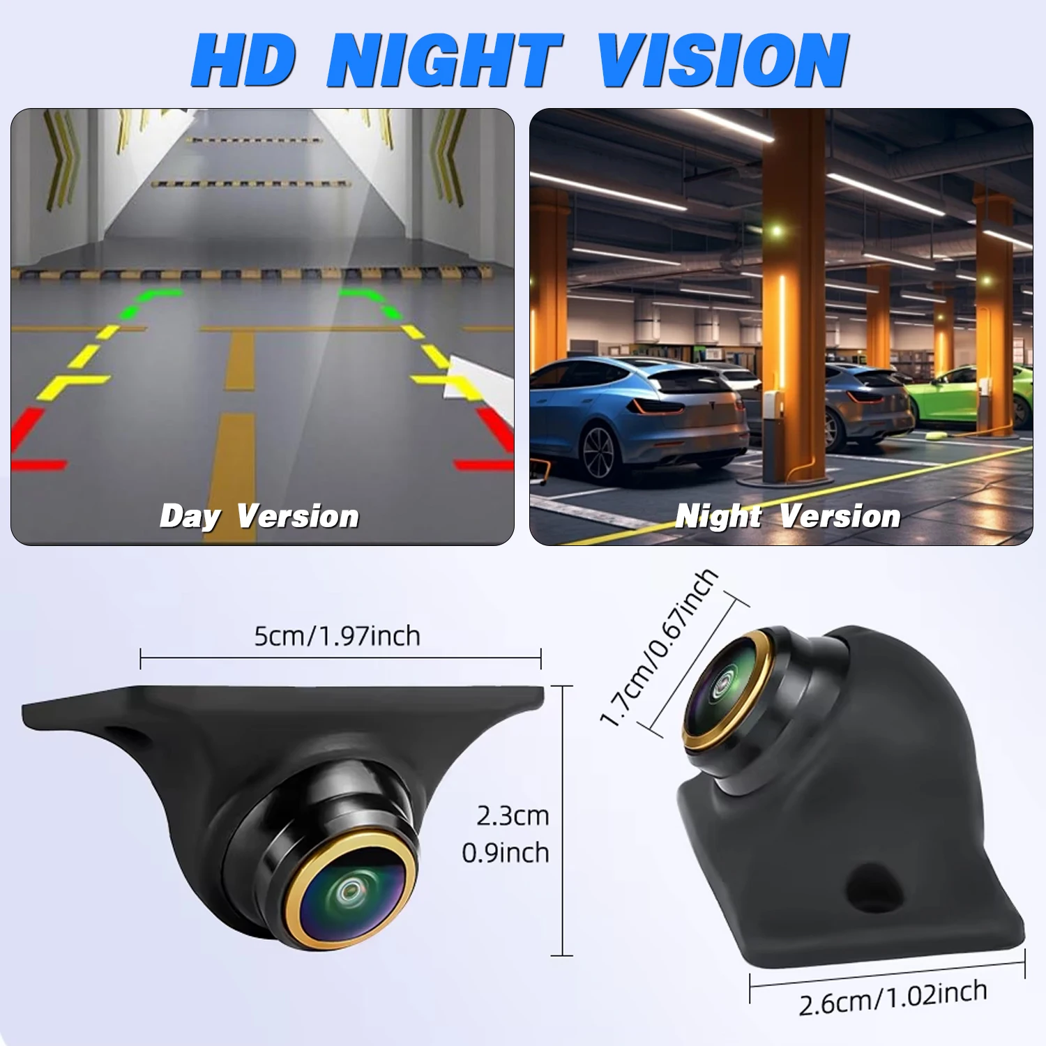 كاميرا الرؤية الخلفية للسيارة AHD 1080P، 170 °   عدسة عين السمكة الذهبية عالية الدقة للرؤية الليلية كاميرا احتياطية للسيارة عكس الكاميرات الجانبية الأمامية fo