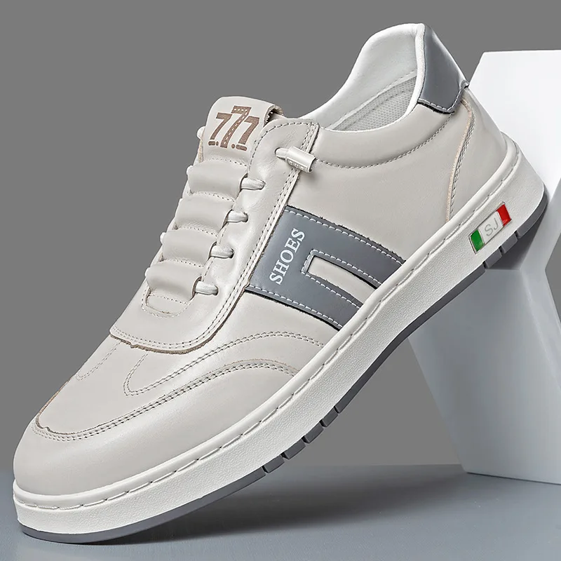 

Лето-Осенние новые кожаные кроссовки для мужчин, модные повседневные белые туфли Hallow, мужские дизайнерские туфли на мягкой подошве