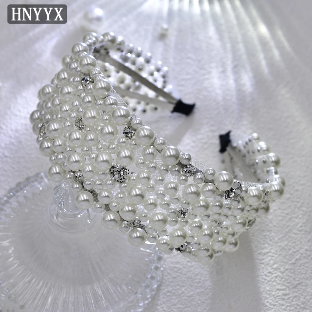 HNYYX Fashion Wedding Pearl Headband Girls Party Crystal Hair Accessories Bridal Jewelry Headpieces Handmade Hairband A210