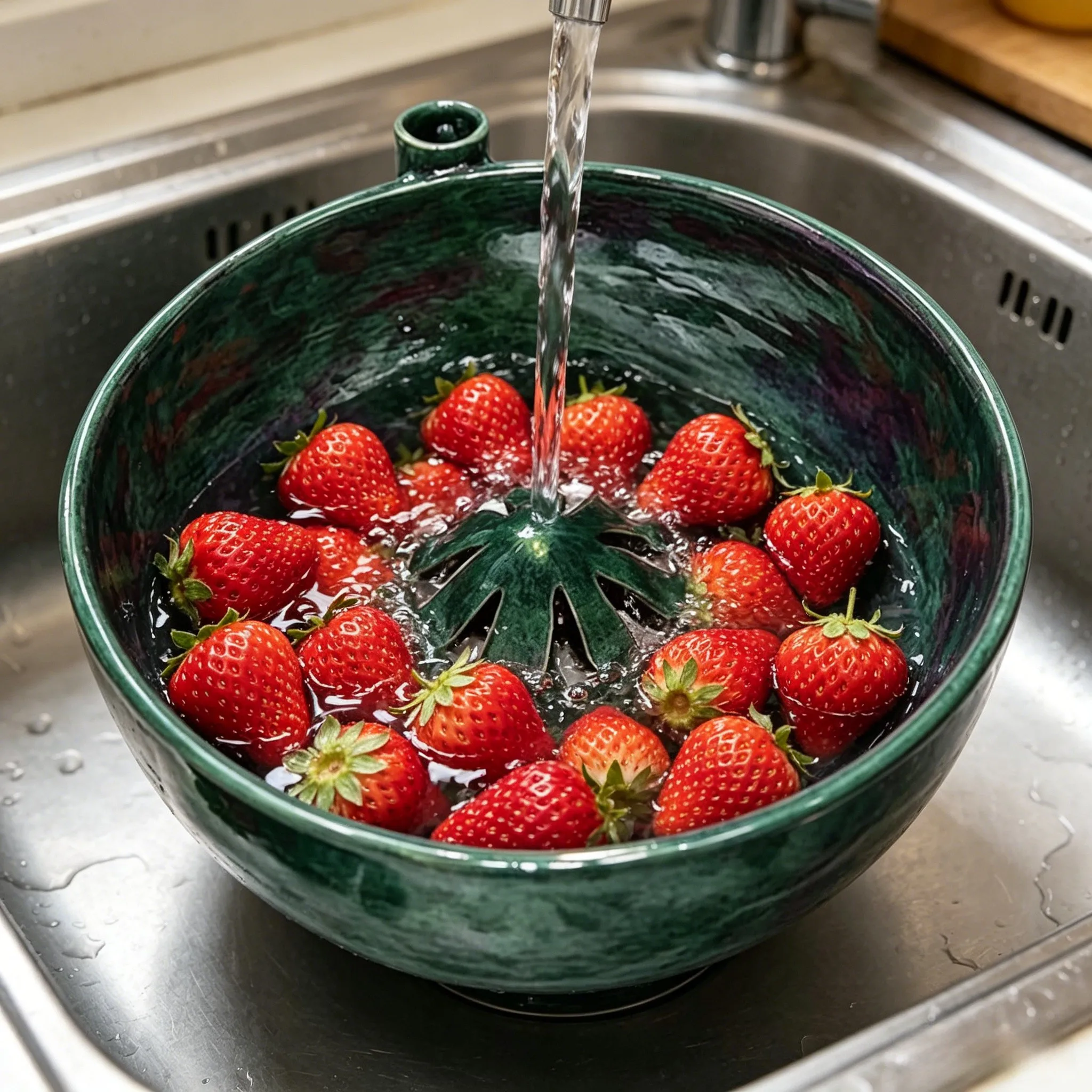 1Pcs Self-Rotation Washing BowlDual-Purpose Cleaning Sink Basket Green For Blueberries & Small Berries Washer Kitchen Colander