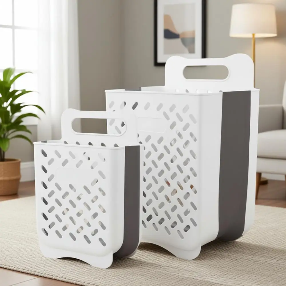 

Складная настенная корзина для белья с ручкой, компактный органайзер для хранения, водонепроницаемая, набор из 2 штук (XL и M)