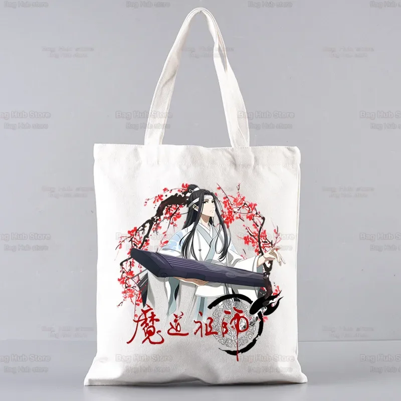 Mo Dao Zu Shi The Untamed Canvas Bag Women Storage Handbag Lan WangJi Wei Wu Xian Shoulder Bag Tote Reusable Student Bookbag