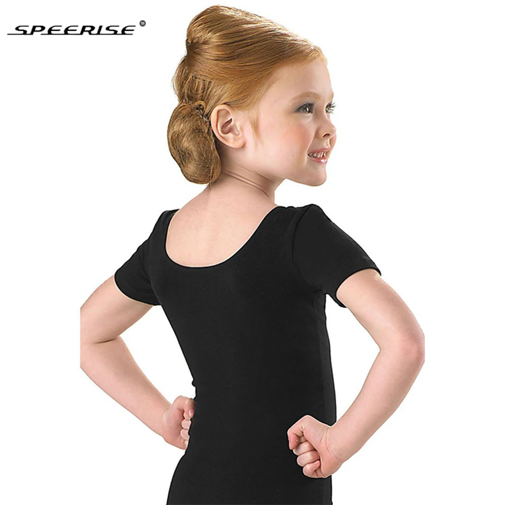 Speerise meninas manga curta ballet collant crianças dança profissional bodysuit rosa bailarina roupa respirável collants de ginástica