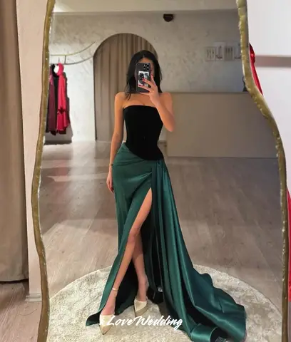 10 best sales smaragdgrön satinklänning - №10