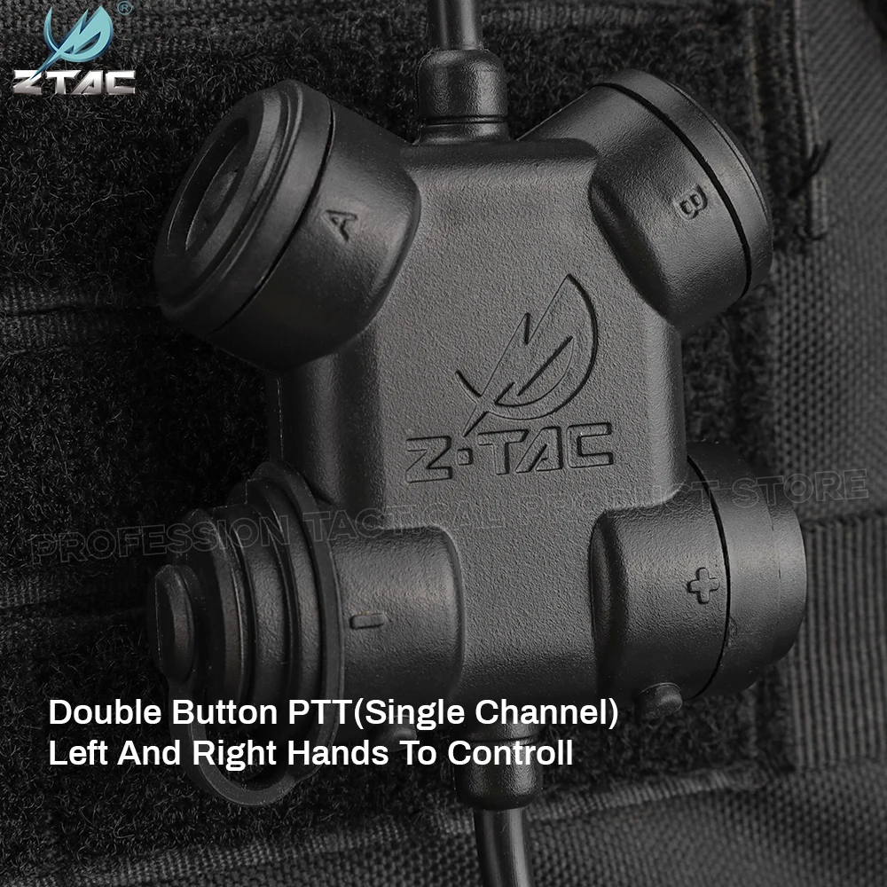 Z-TAC Tactical Dual PTT single Headphones Accessories Softai 7 Type Military Airsoft Headset For Hunting Shooting Baofeng