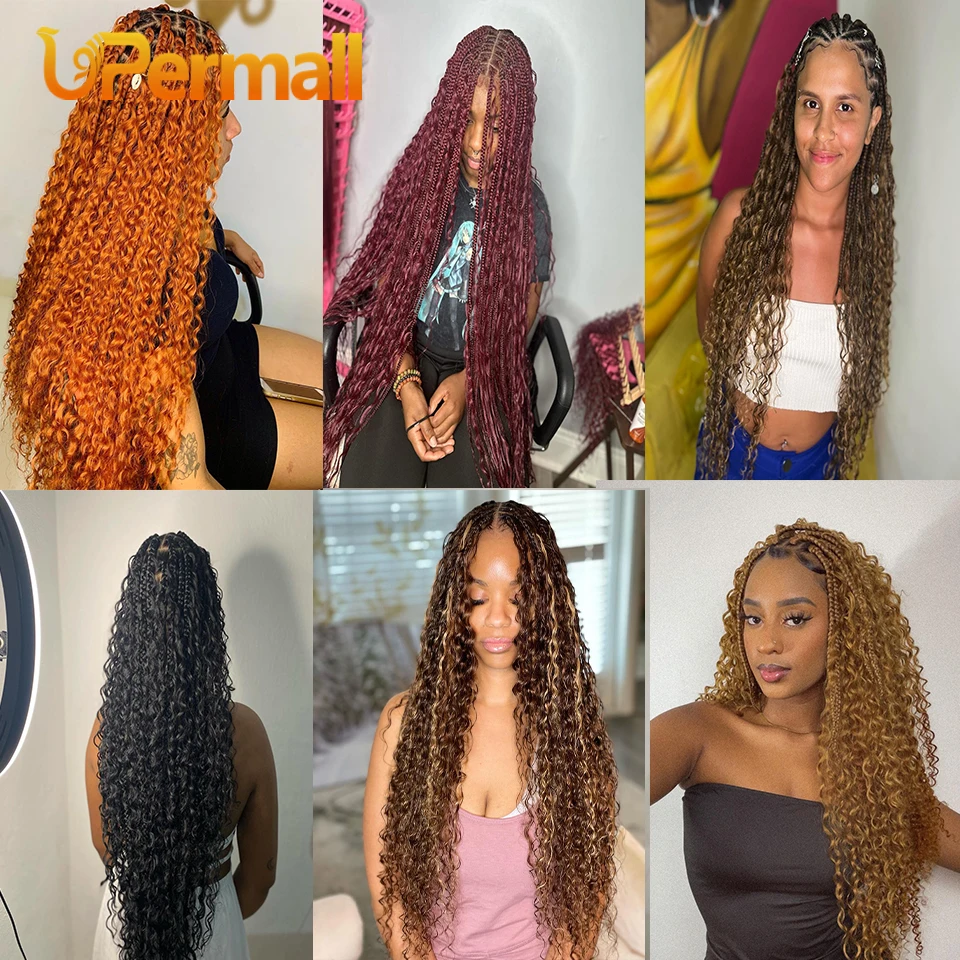 Cabelo Humano em Massa para Trança, Onda Encaracolada Profunda, Extensões Completas, Brasileiro, 100% Remy, Tranças Boho, Sem Trama, 100g, 1B