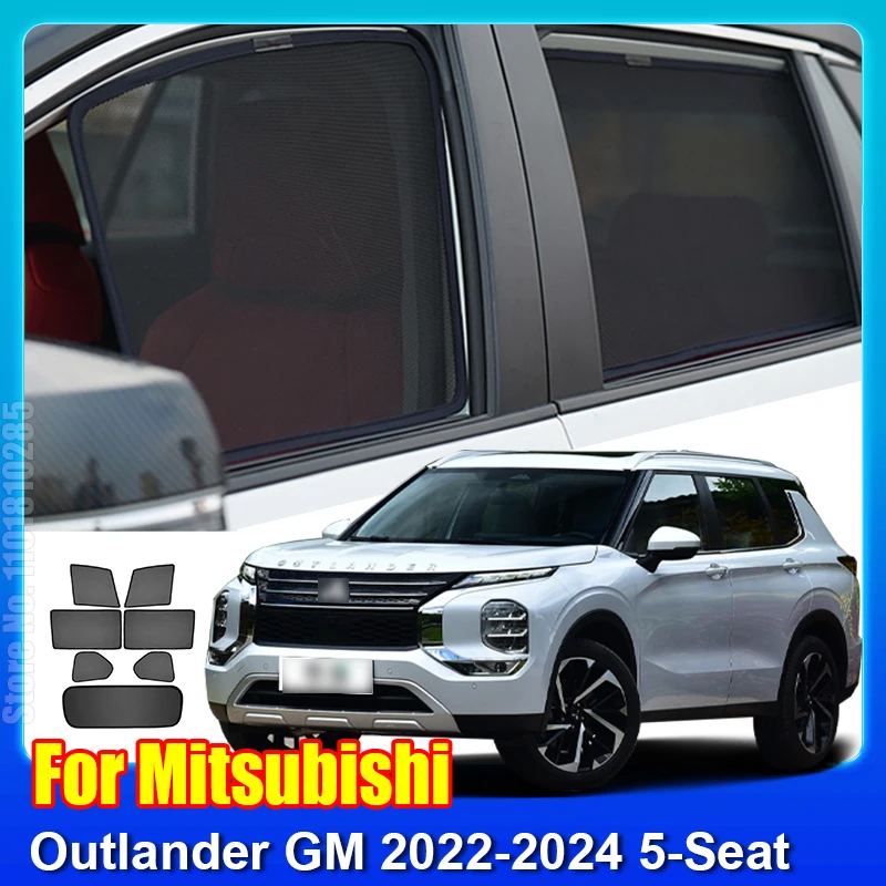 For Mitsubishi Outlander 7-seater GM 2022-2024 Car Magnetic Sunshade Front Windshield Curtain Rear Side Window Sun Shade Visor