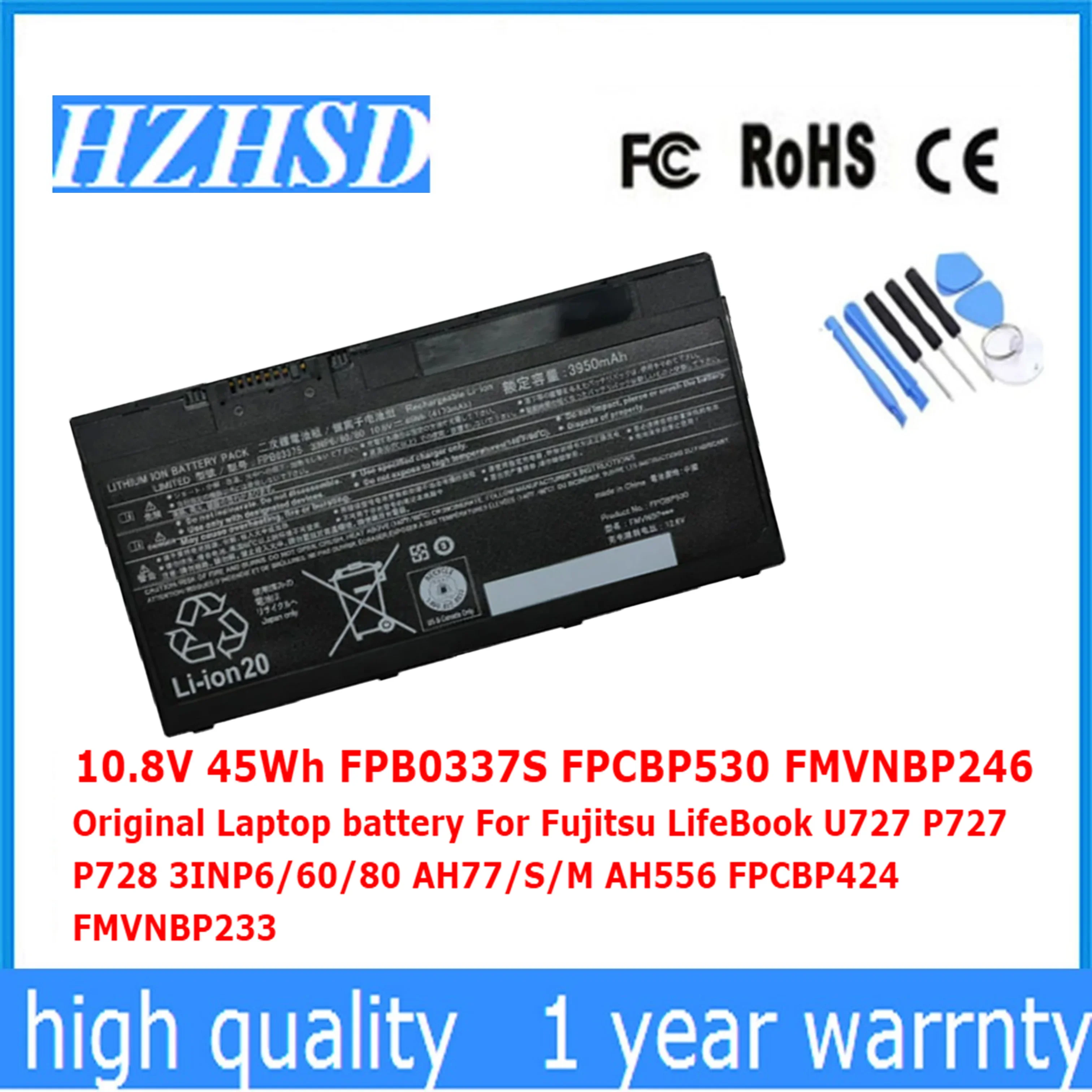 

10.8V 45Wh FPB0337S FPCBP530 FMVNBP246 Original Laptop battery For Fujitsu LifeBook U727 P727 P728 AH77/S/M AH556 FPCBP424 BP233