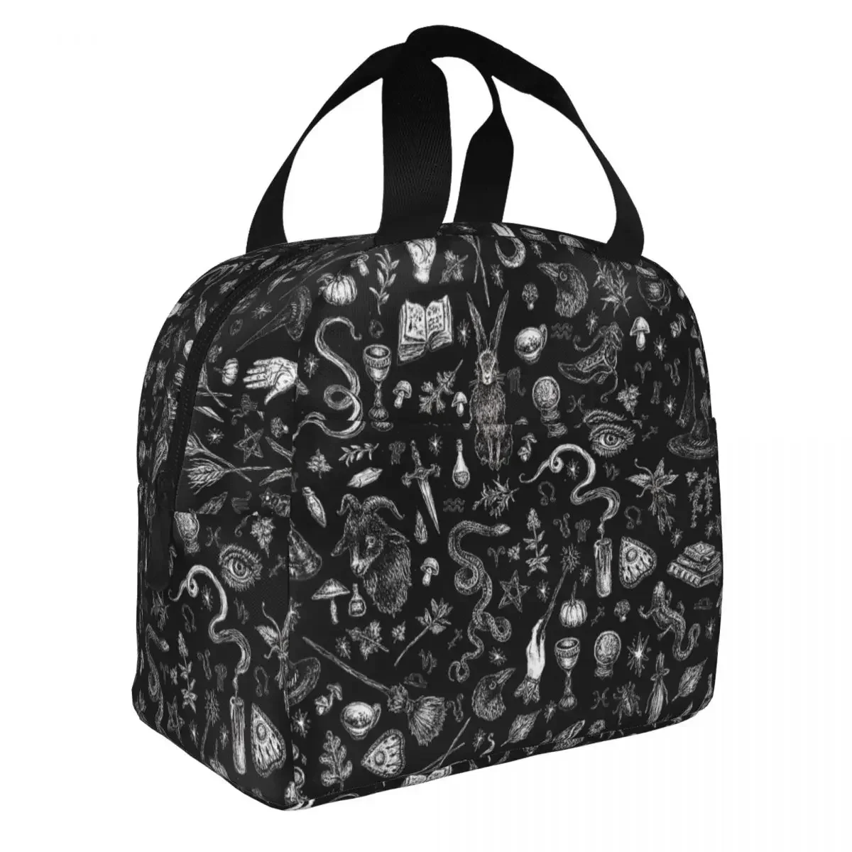 Salem Witch Insulated Lunch Bag Portable Halloween Pumpkin Spooky Horror Meal Container Thermal Bag Tote Lunch Box Food Bag