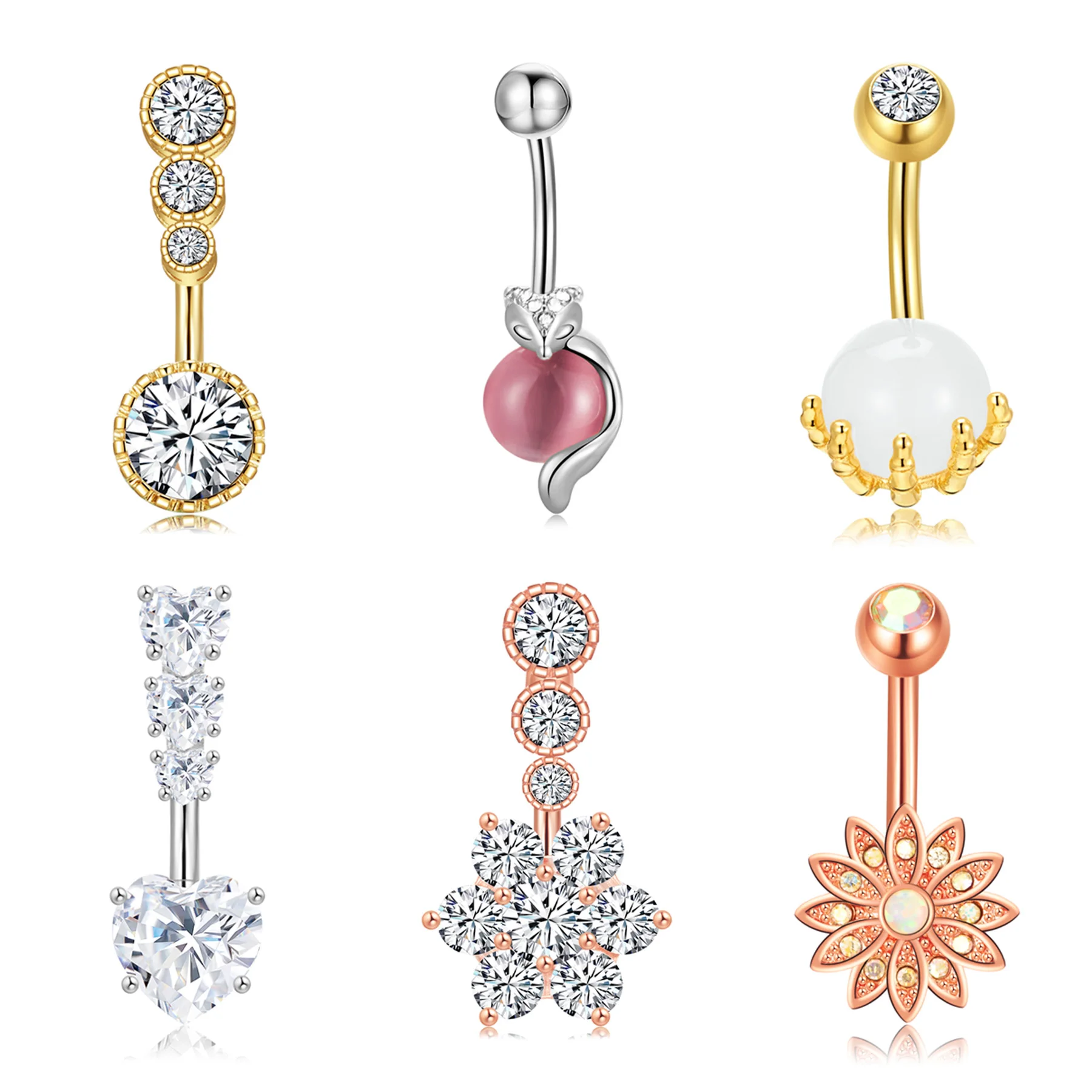 

Crystal Belly Button Rings Navel Ring Zircon Drop Dangle Body Belly Piercing Jewelry for Women Beach Belly Navel Rings