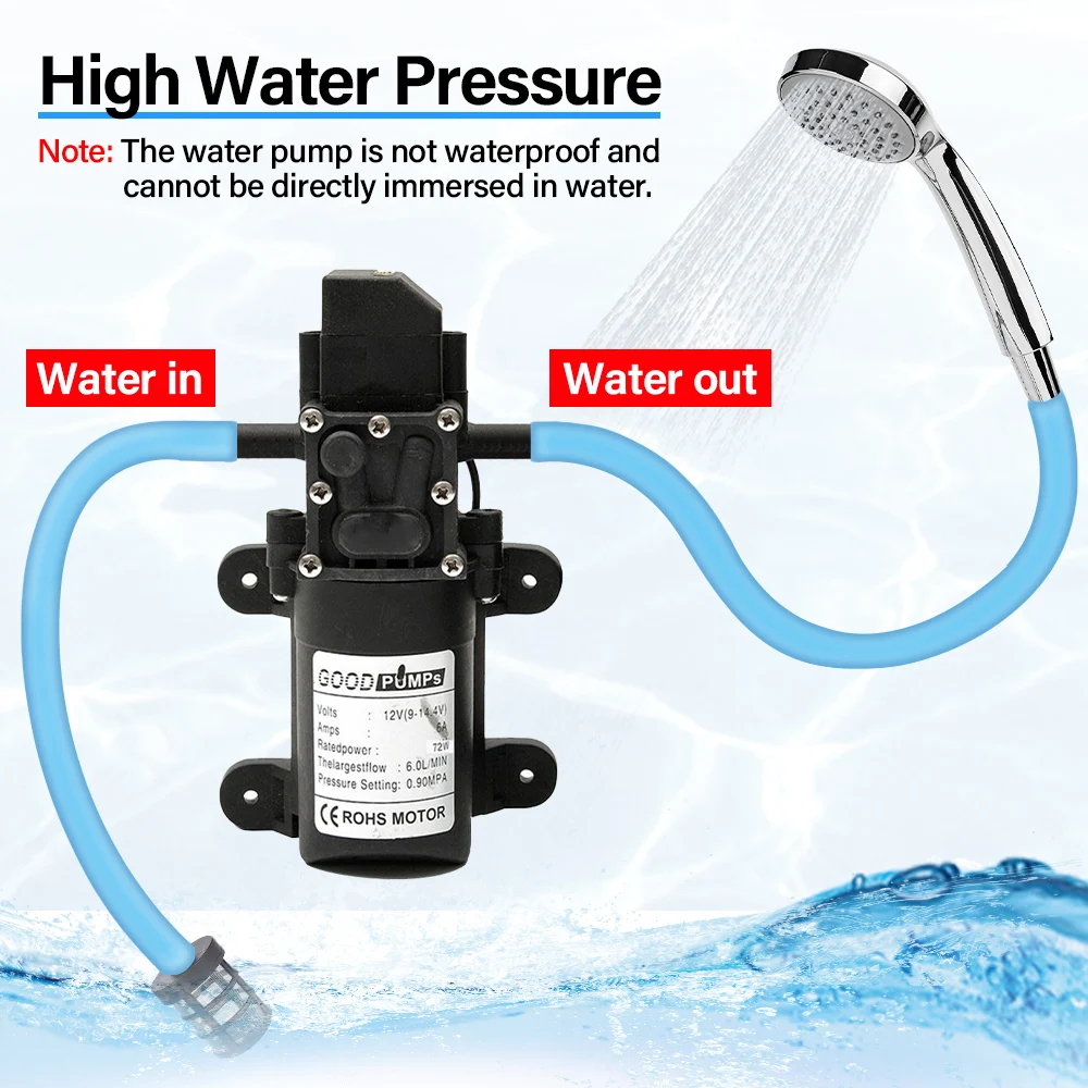 12V DC 6L/min electric water pumps with black micro-high-pressure diaphragm self-priming cooling car wash water pumps sprayers
