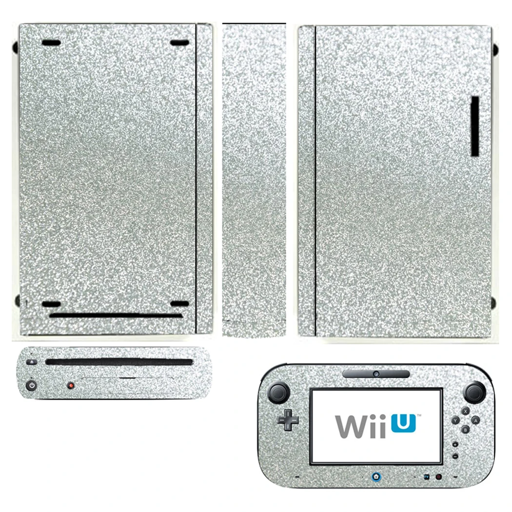 Shining Silver Bling Glitter Vinyl Skin Sticker Protector for Nintendo Wii U and Gamepad skins Stickers