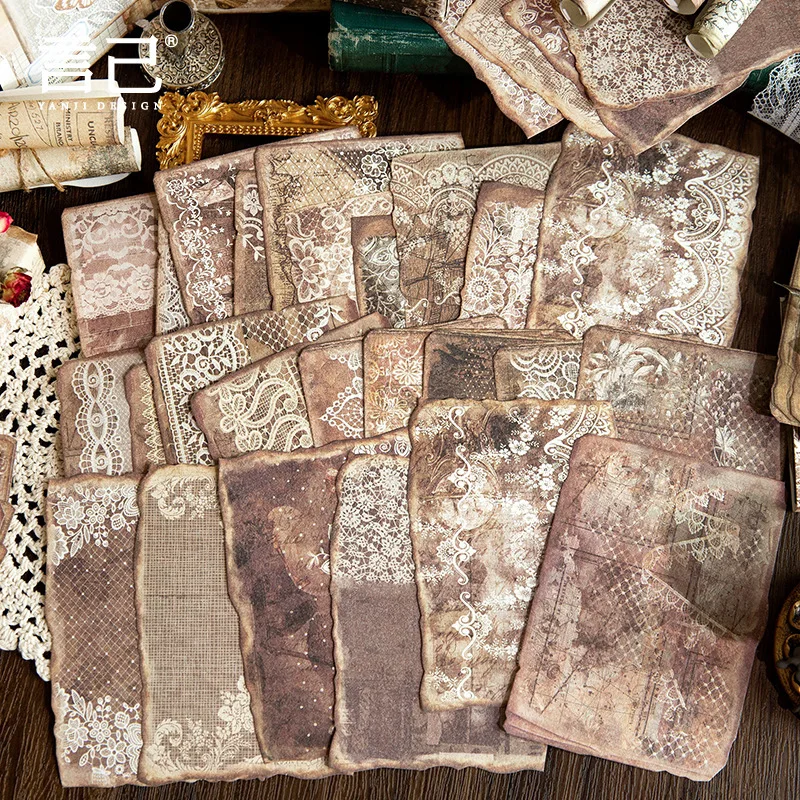 50 pcs Retro - Style Yellowed Paper for DIY Handmade Journal Decoration