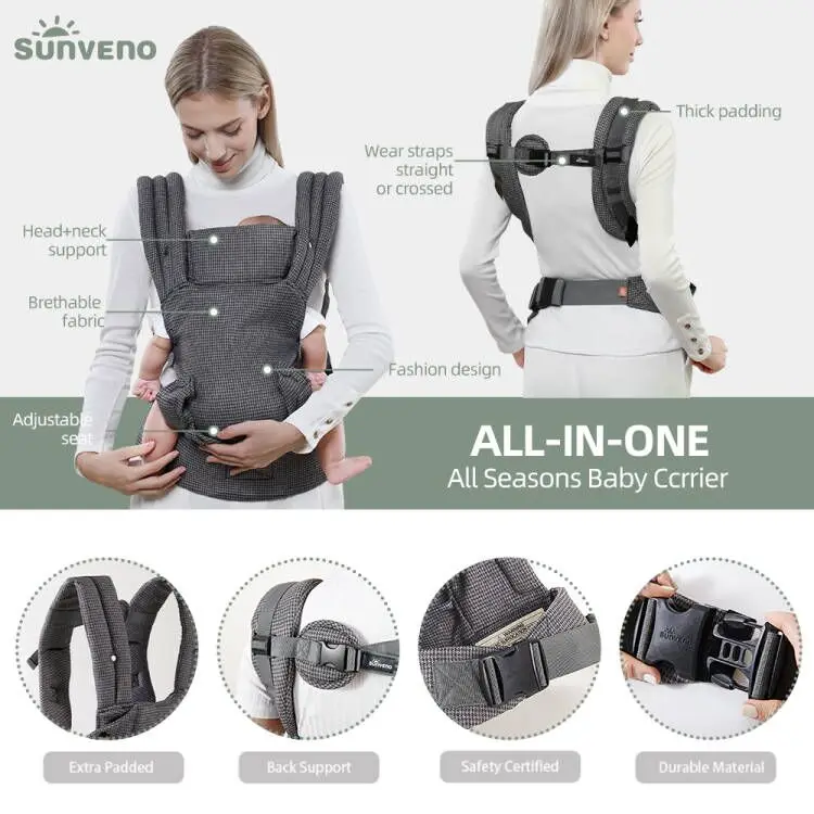 Sunveno Baby Carrier for Newborn with Neck Support Adjustable Back Strap Comfortable & Ergonomic