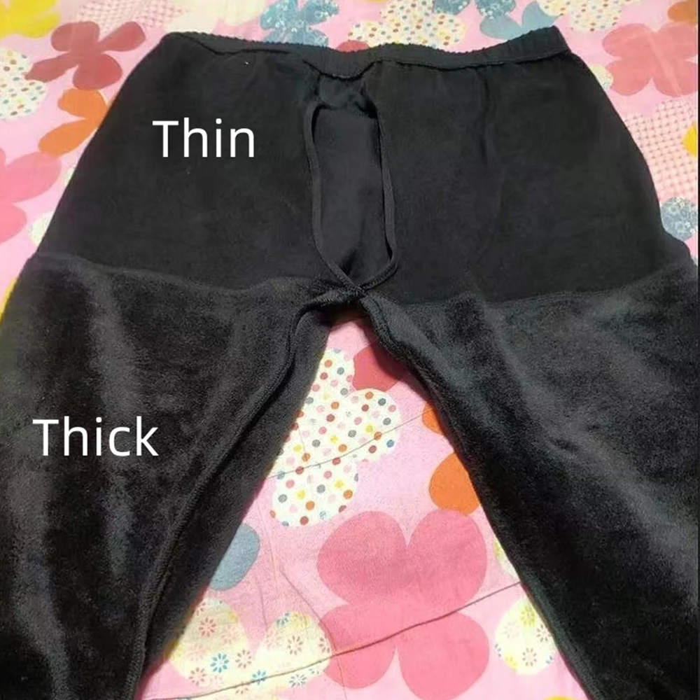 

Autumn Winter Upper Thin Bottom Thick Leggings Open Crotch Men Male Cotton Warm Plus Size Sexy Underwear