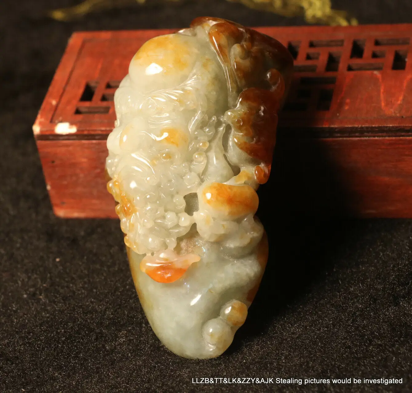 Cool Looking Chinese Natural Jadeite Jade Dharma Figure Totem Carving Hand Prayer Amulet AAA Timestown 20201126A