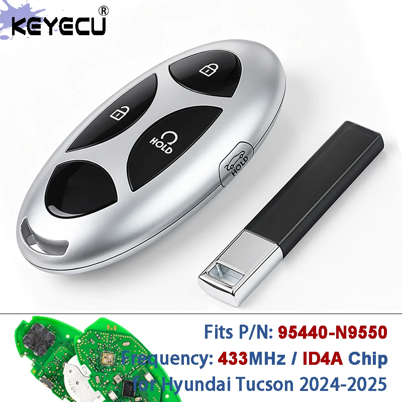 

KEYECU 95440-N9530 TQ8-FOB-4F61M43 433MHz ID4A Chip Proximity Keyless-Go Smart Remote Key Fob for Hyundai Santa Fe Mx5 2025-2026
