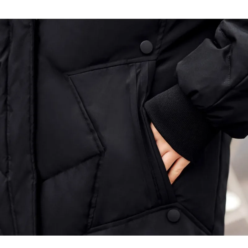 2023 New Women Down Jacket Winter Coat Female Mid Length Version Parkas Thick Large Size Outwear Hooded Fur Collar Overcoat