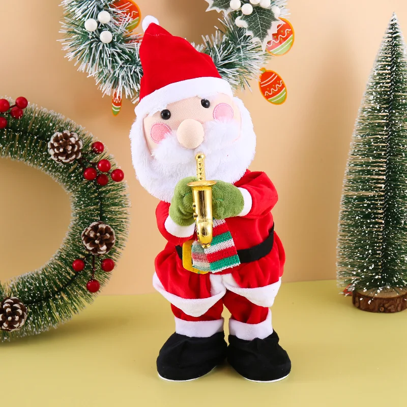 Urocza animowana lalka Święty Mikołaj Bałwan Renifer Kreatywna śpiewająca tańcząca elektroniczna pluszowa zabawka świąteczna dekoracja domu na Boże Narodzenie
