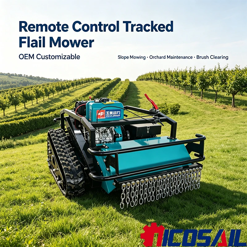 Remote Control Tracked Flail Mower OEM Customizable for 45° Slopes, Orchard Maintenance and Brush Clearing