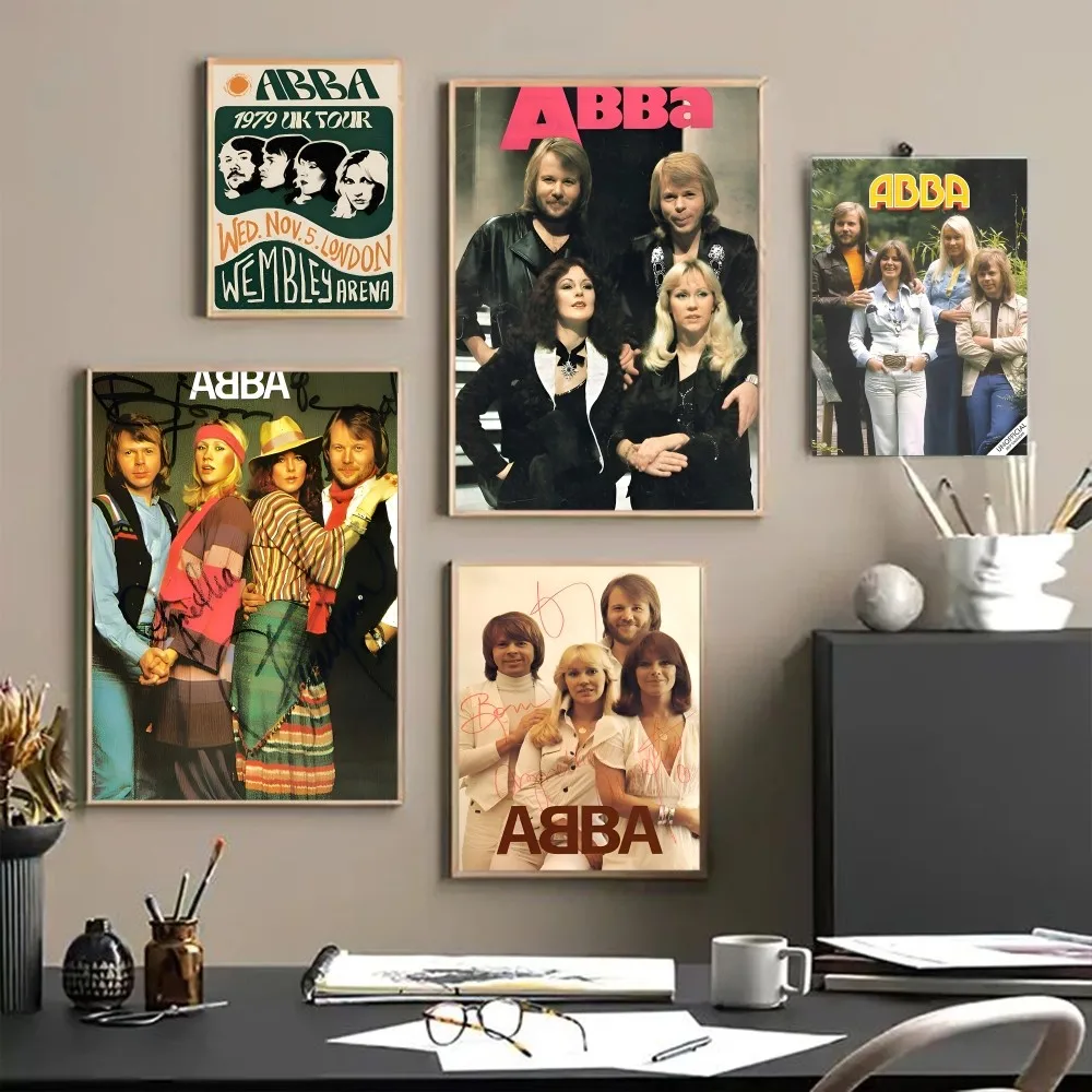 Swedish Pop Music Band Abba Self-adhesive Art Whitepaper Poster Waterproof Paper Sticker House Bar Aesthetic Art Wall Painting