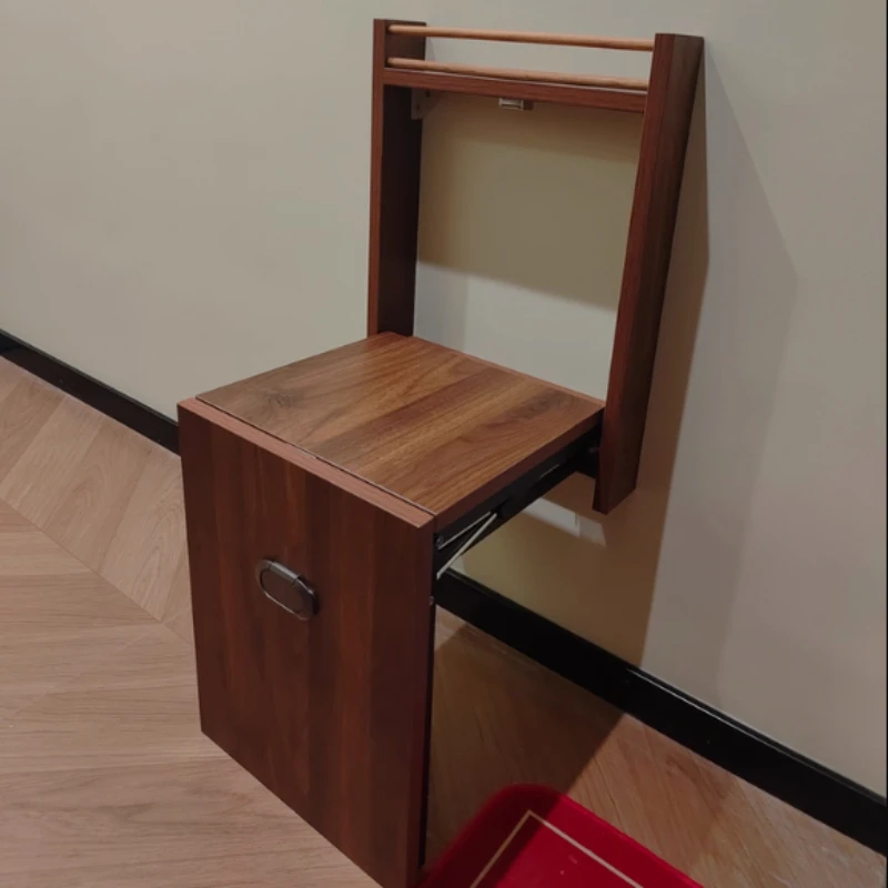 Wall Mounted Folding Shoe Bench Hidden Entryway Seat Space Saving Flip Down Stools for Putting on Shoes Conceal Utility Box