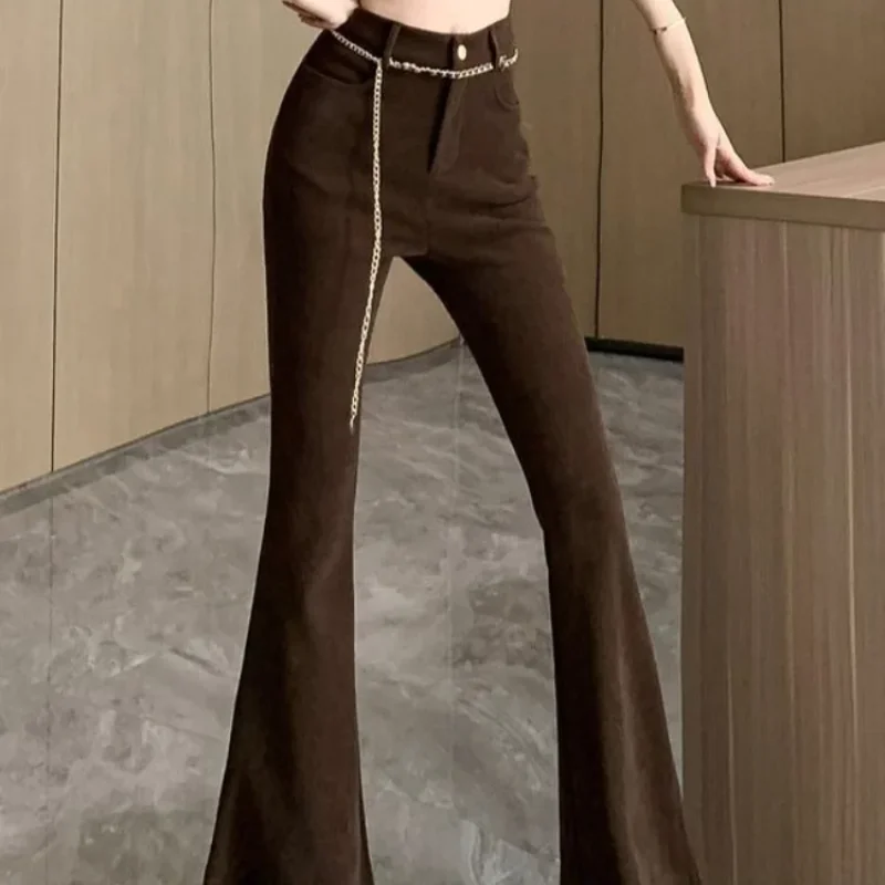 Women\'s Flare Pants Long Corduroy Female Trousers Harajuku Autumn G 90s Original New In All Medium Outfits One Size High Quality
