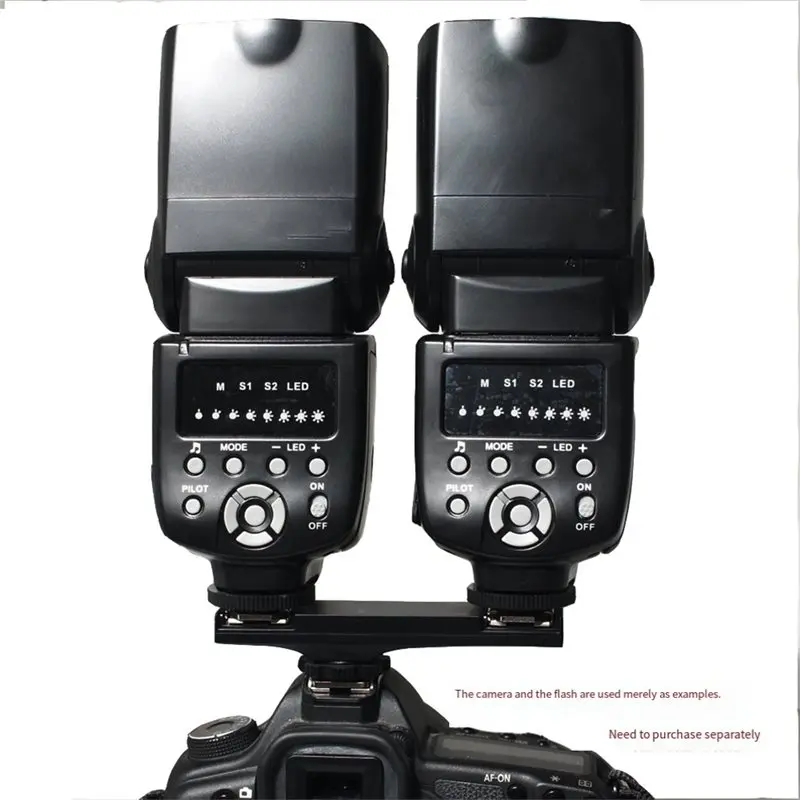 CABE-For SLR Camera Compatible Camcorder Hot Shoe Splitter Dual Cold Shoe Mount Adapter