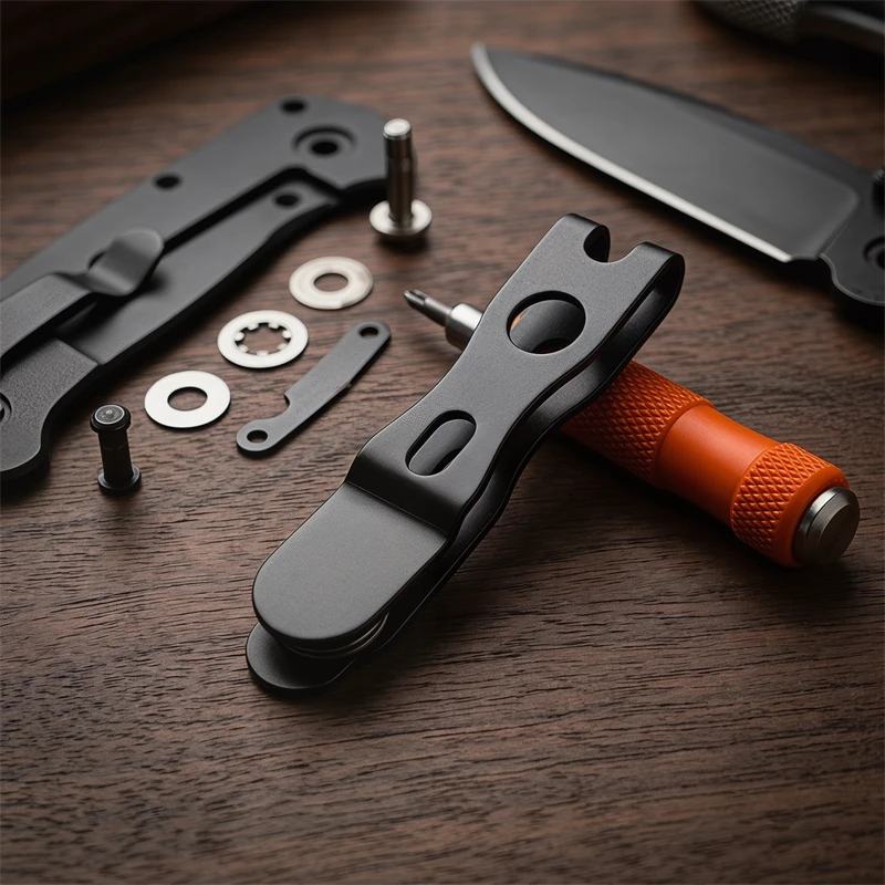 Stainless Steel Quick Draw Belt Holster Clip, Outdoor Tactical Rear Waist Sheath Buckle Accessories with Mounting Screws