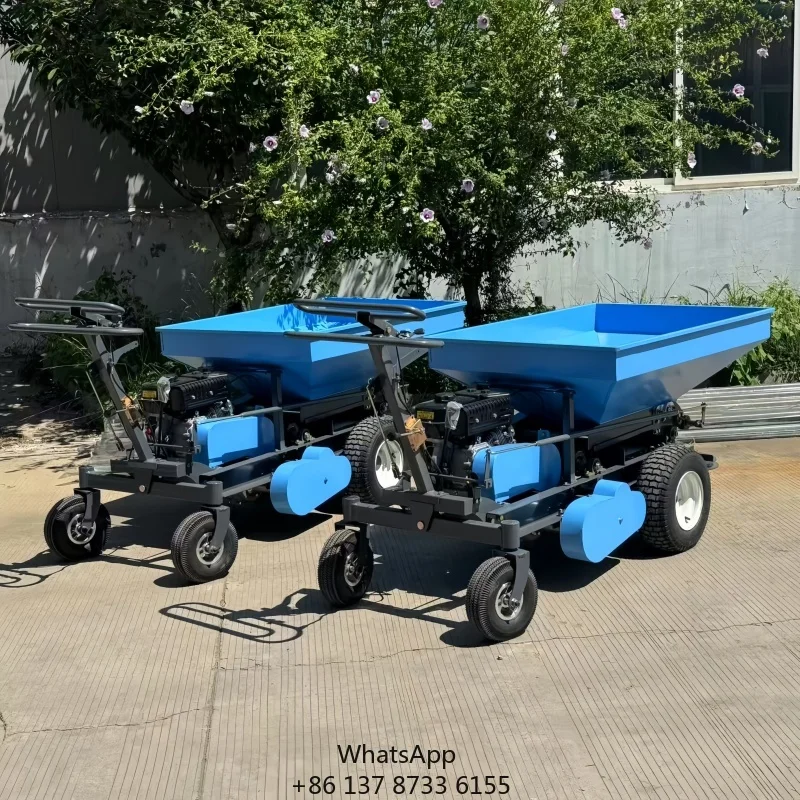 Automatic Petrol Engine Fertilizer Spreader With Gearbox Self-propelled Double Disc Rotating Compost & Garden Spreader