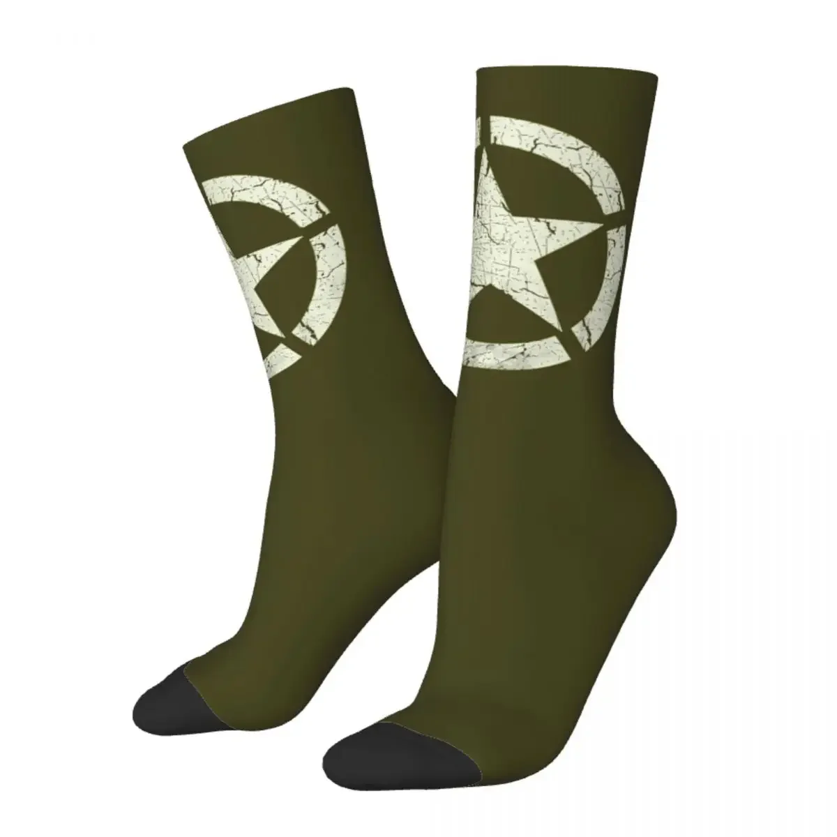 Crazy Design Vintage US Army Star Emblem Camouflage Sports Socks Camo Polyester Crew Socks for Unisex Non-slip