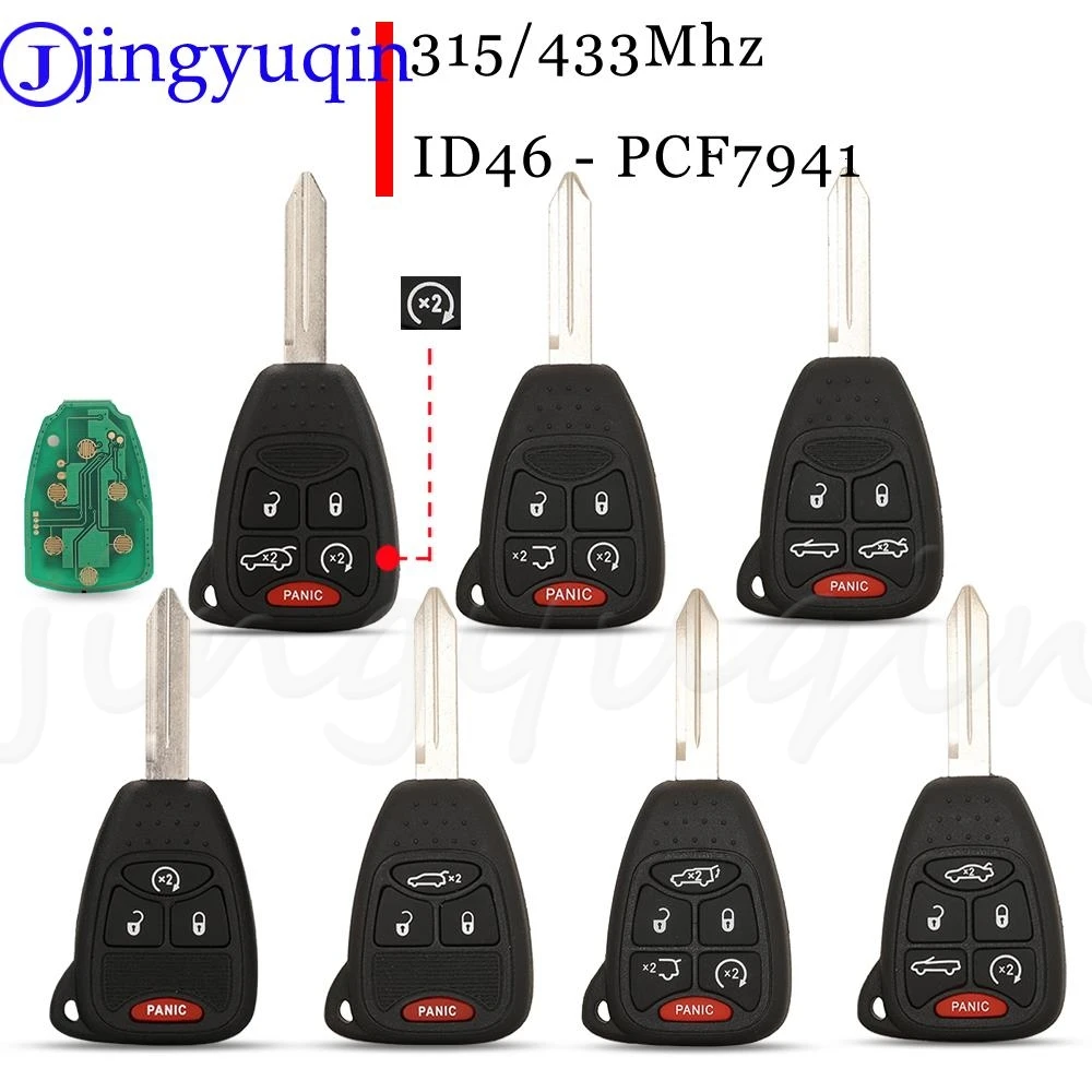 jingyuqin Remote Car key 315/433Mhz ID46 for Chrysler/JEEP/DODGE 300 200 Aspen Sebring Commander CE0888 OHT692713AA OHT692427AA