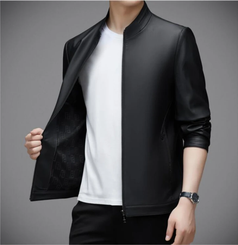 Spring and Autumn New  Leather Clothes Men's PU Stand Collar Leather Jacket Thin Casual Jacket Handsome Jacket