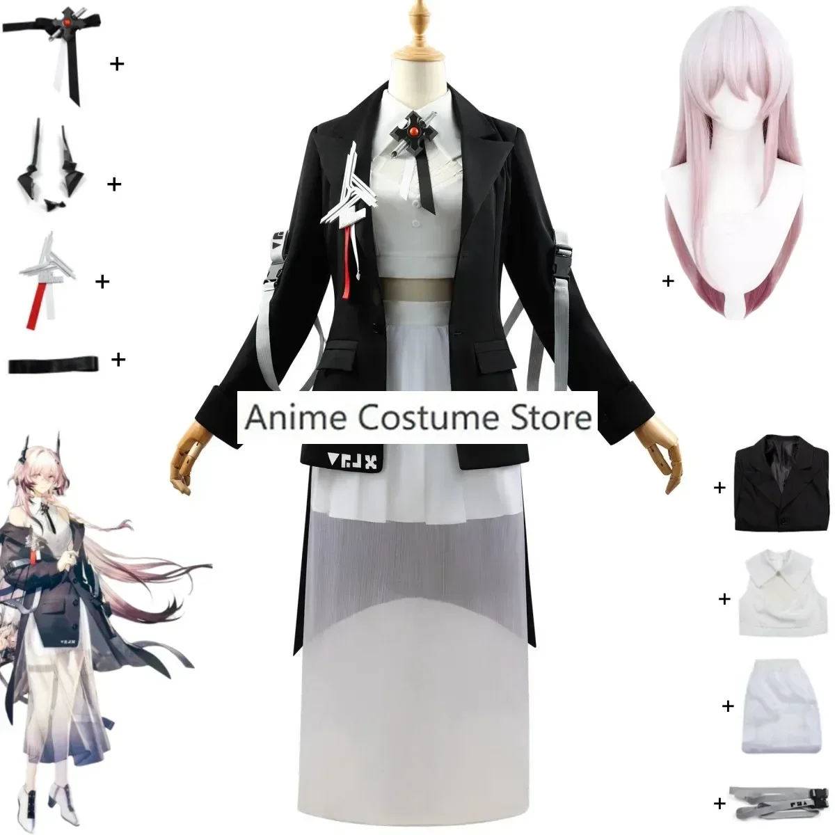 Anime Game Arknights Theresa Civilight Eterna Cosplay Costume Rhodes Island Sarkaz King Coat Skirt Wig Woman Sexy CarnivalSuit