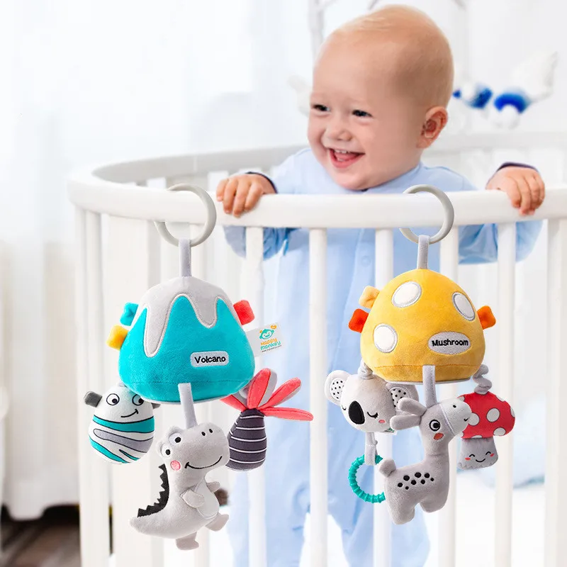 سرير بيبي معلق ألعاب خشخيشة موسيقية أفخم الحيوان الوليد سحب قبضة التدريب جرس المحمول لسرير عربة الصالة الرياضية الإطار لعبة معلقة #1