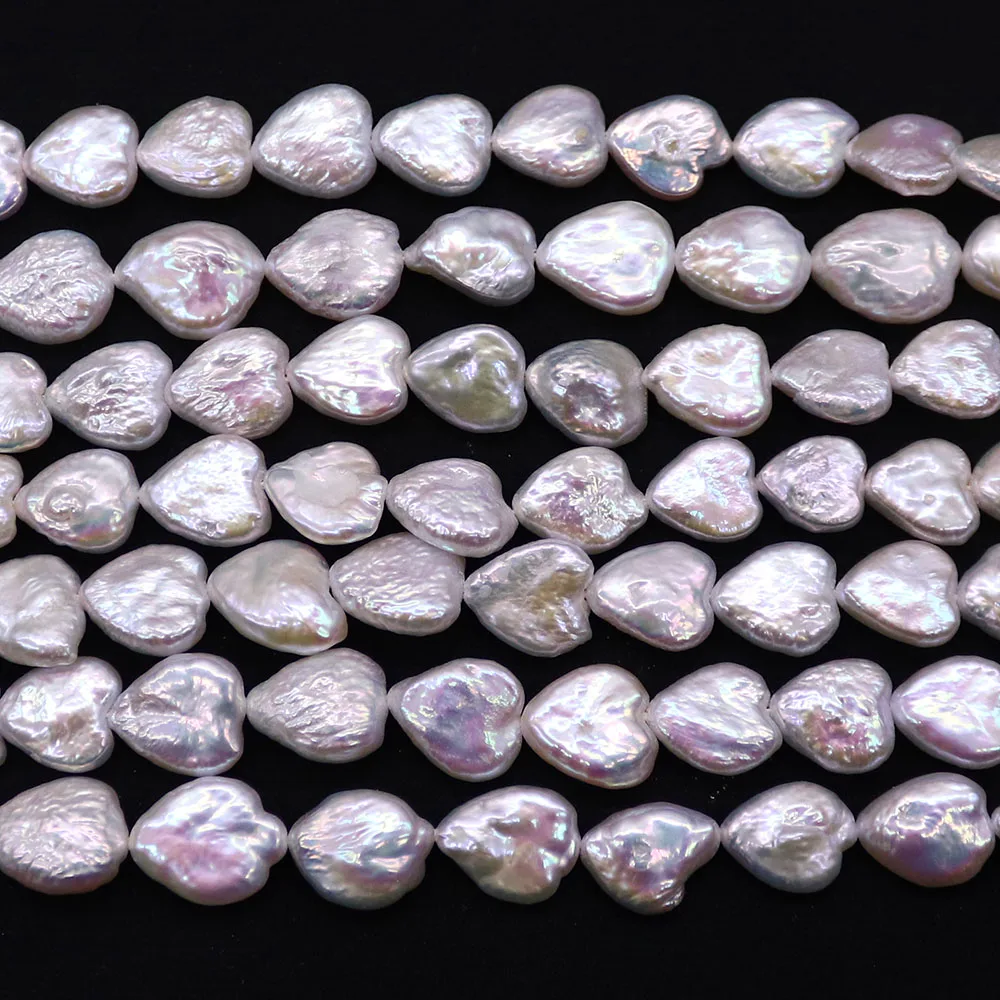 Natural Freshwater Pearl Heart Shape Beads White Straight Hole Loose Bead 1 Strand DIY Necklace Bracelet Jewelry Accessory