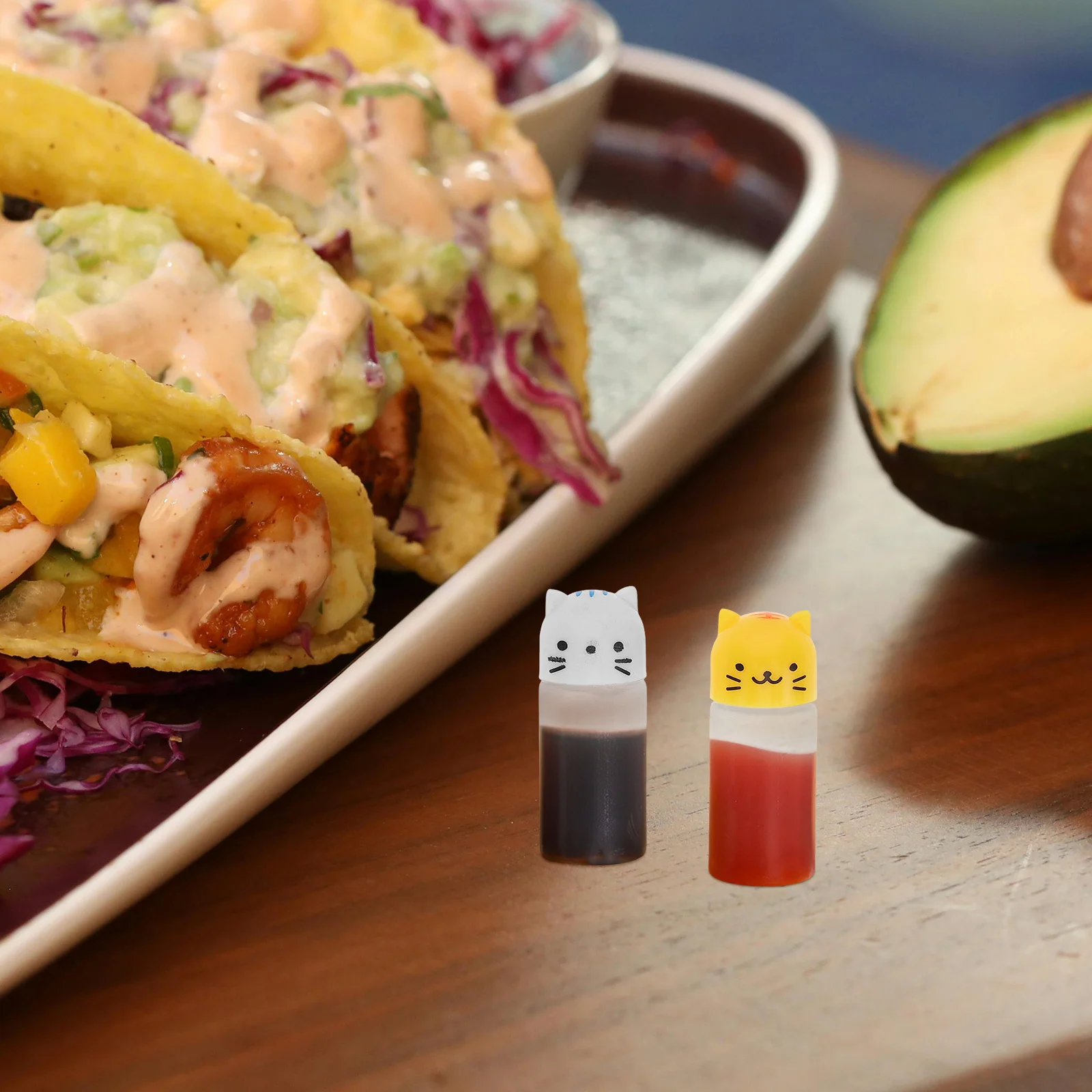 2 set adorabili piccole bottiglie di condimento contenitori di salsa di plastica per picnic dispenser di salsa di soia all'aperto aceto portatile