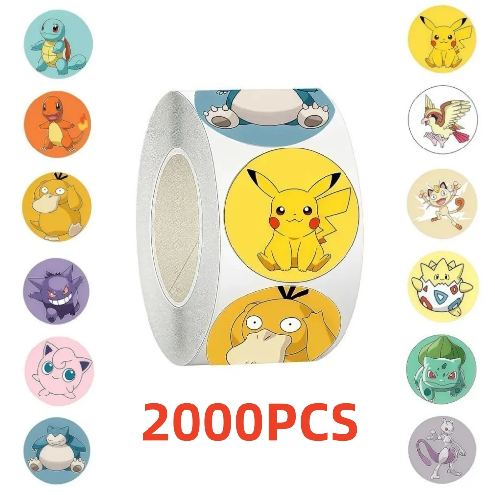 2000PCS Cute Pokemon Pikachu Roll Stickers Cartoon Anime Sealing Decoration DIY Laptop Decal Graffiti Stiker Reward Gift Kid Toy