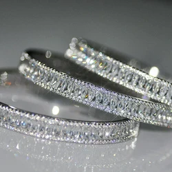 Iced Out Bling Square Cubic Zirconia CZ Inner 60MM Top Quality Sparking Fashion Women Bangle Bracelet