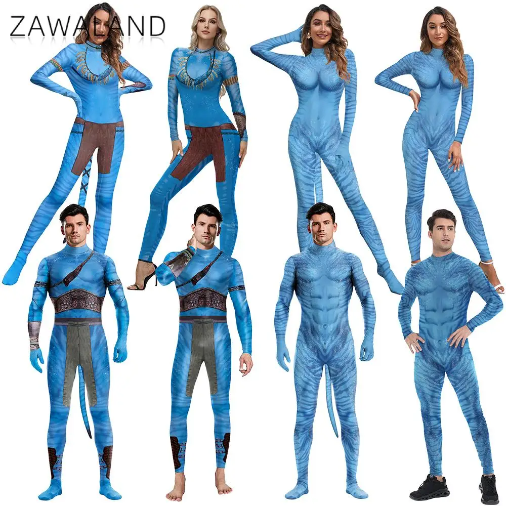 

New Avatar Cosplay Costume Movie Avatar Themed 3D Print Bodysuits for Men Women Halloween Carnival Dress Up Catsuit Jumpsuit