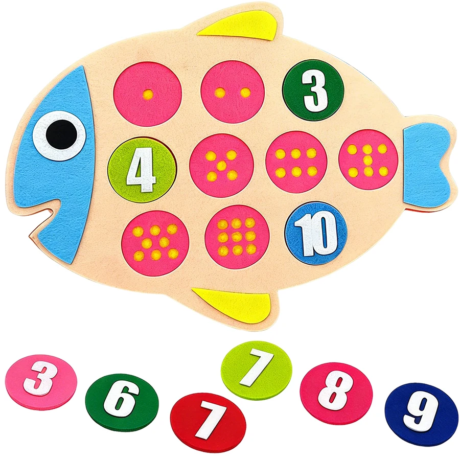 Fun Pink Fish Felt 1-10 Number Felt Teaching Aids - DIY Free Assembly Math Cognitive Tools School Supplies