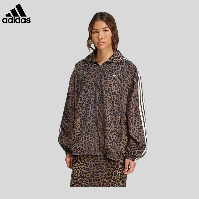 Adi Clover Jinlang Animal Pattern Stand-Up Collar Loose Long Sleeve Jacket Women's Caramel JW7301